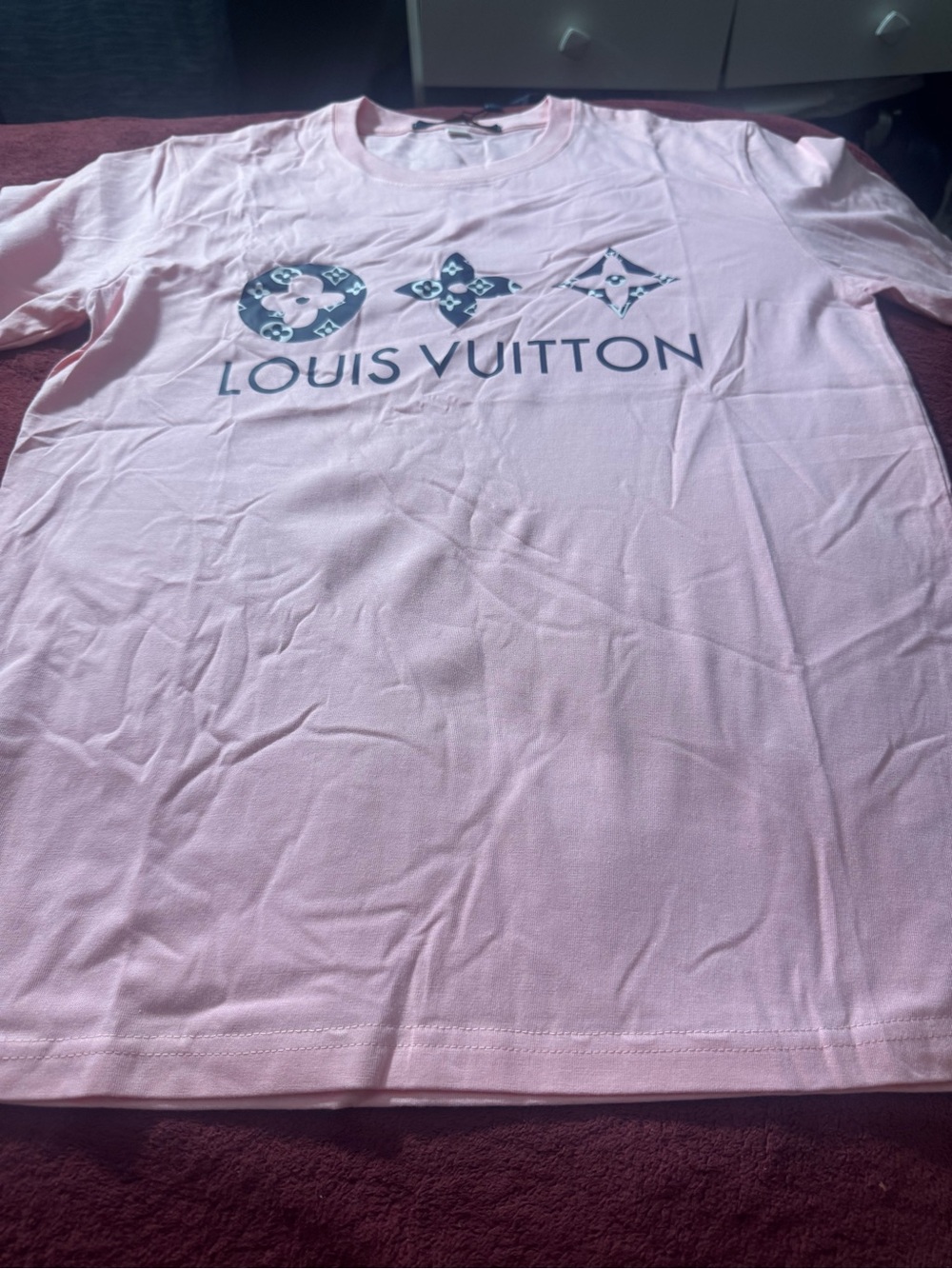 Louis Vuitton Pink Logo Short Sleeve Tee for Kids